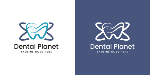 Dental Planet Logo Design with teeth symbol