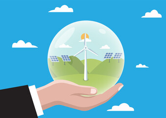 Hand with a glass ball