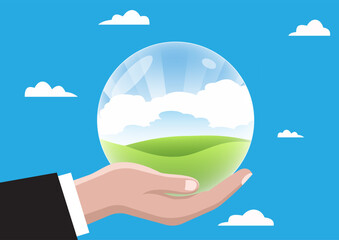 Hand with a glass ball