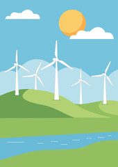 Landscape with wind turbines