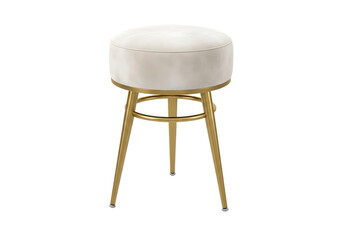 Modern round stool with gold legs isolated on transparent background