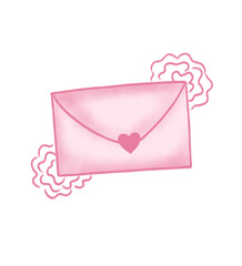pink envelope with heart