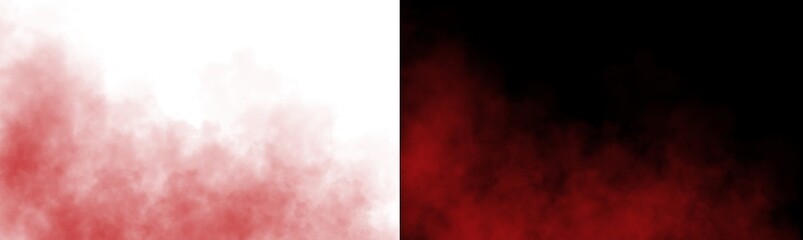 Dense red smoke or mist cloud isolated on transparent background for artistic and creative design © siaminka