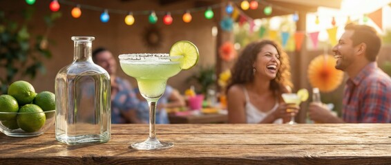 Celebrating with cocktails and laughter at a summer party in a vibrant backyard setting featuring refreshing drinks and joyful friends enjoying the festivities