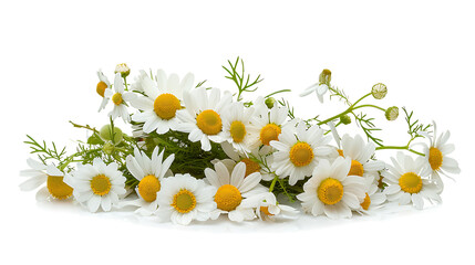 Chamomile and Daisy Bouquet on White