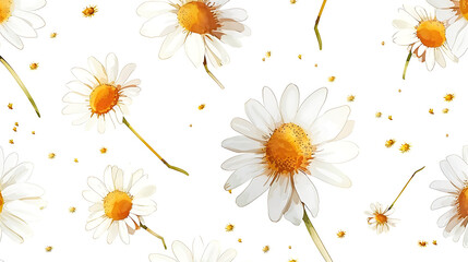 Obraz premium Chamomile and Daisy Floral Pattern Design