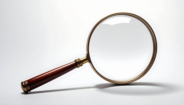 Magnifying Glass with Wooden Handle on White Surface