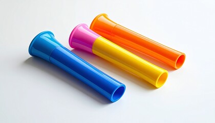 Bright Colored Vuvuzela Props on White Background