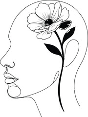 Woman with flower growing out of head