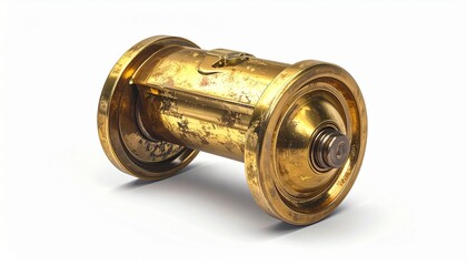 Shiny Brass Trundle Wheel Roller with Worn Surface
