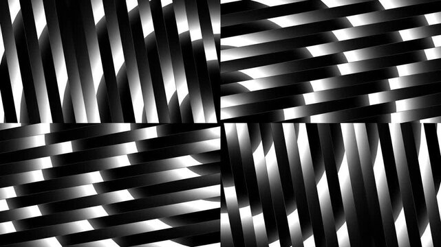 Abstract white glowing diagonal striped lines pattern on black background
