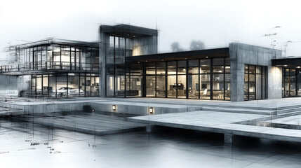 Fototapeta premium Abstract architecture background with building forms and structures