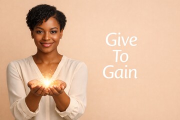 Naklejka premium International Womens Day 2026, African American woman holding light, copy space