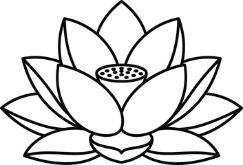 Simple line art lotus flower illustration Vector