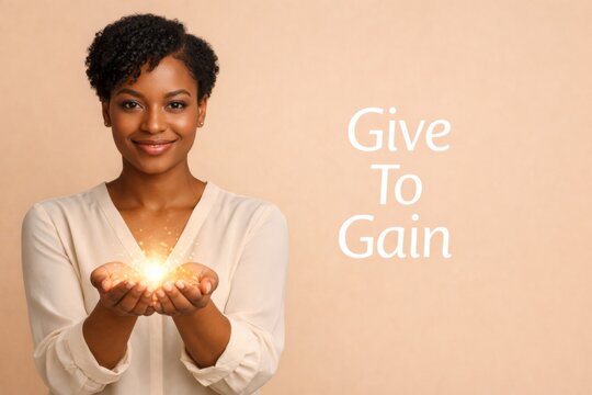 International Womens Day 2026, African American woman holding light, copy space