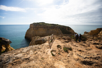 Portuguese coast in Benagil, Algarve, Portugal. Percurso dos Sete Vales Suspensos. Seven Hangging Valleys Trail.