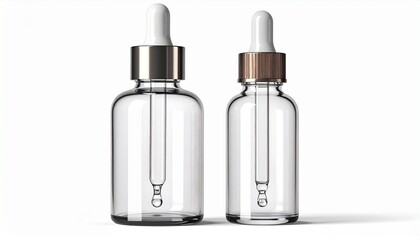 Naklejka premium Clear Glass Dropper Bottles with Metallic Caps