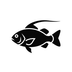 Obraz premium Detailed silhouette of fish with fin detail and scales, representing seafood, fishing, or aquatic animal in its natural habitat