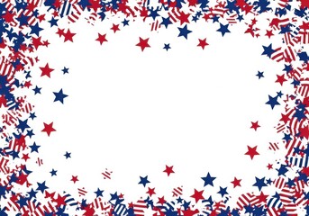 Fototapeta premium Red, white, and blue stars and stripes frame on a white background, perfect for patriotic celebrations and holidays