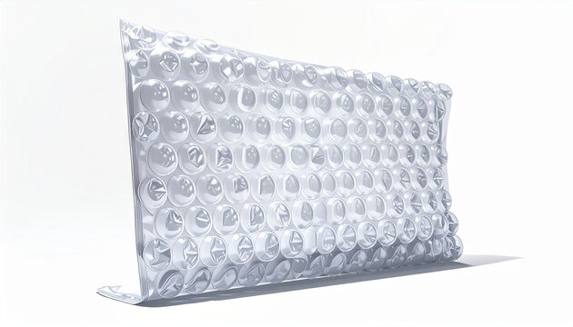 Transparent Bubble Wrap Pouch Standing on White Background