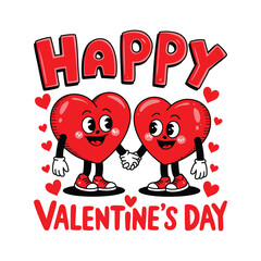Happy Valentine's Day with Cartoon Hearts