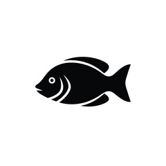 Obraz premium Simple silhouette of a fish swimming representing aquatic life and marine animals suitable for seafood or ocean themes