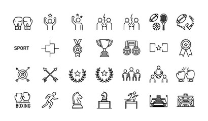Challenge and Competition Linear Icon Set for Sports and Games