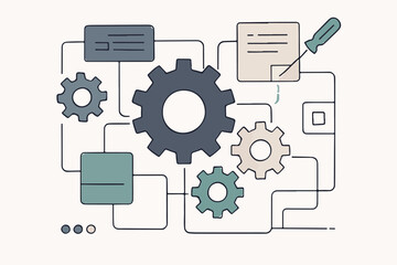 Obraz premium Business System Repair and Operational Performance Optimization illustration
