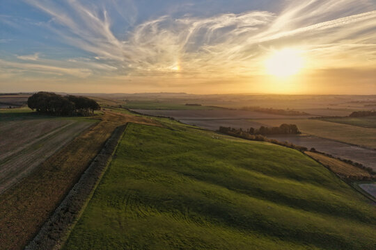 Aerial picture at Hackpen Hill, England, UK