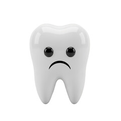 Sad tooth with frowning expression