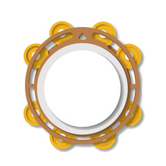 Tambourine with yellow jingles in a simple flat design  