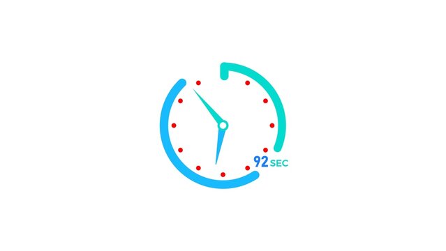 92 Second timer clock icon modern design concept 4k illustration.