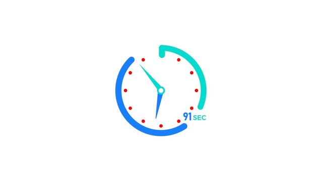 91 Second timer clock icon modern design concept 4k illustration.
