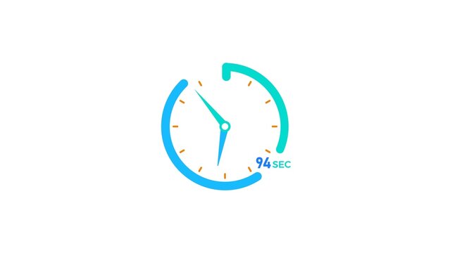 94 Second timer clock icon modern design concept 4k illustration.