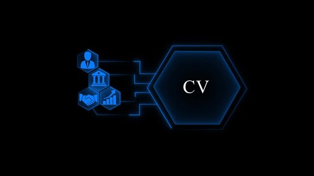 Cv resume infographic template with and graphs on black background