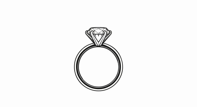 Detailed sketch of a single diamond engagement ring