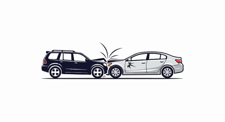Fototapeta premium Two vehicles collide head-on in a cartoon-style illustration