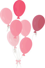 Pink Birthday Balloons Bouquet Isolated on White Background