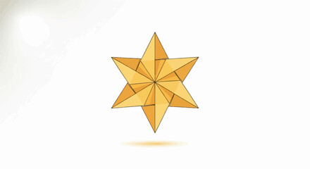 Obraz premium A vibrant, geometric, six-pointed star, rendered in warm golden hues, casts a soft glow