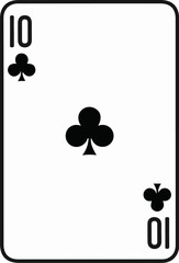 A playing card with the number ten and three clover symbols