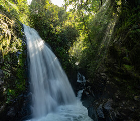 Waterfall in the tropical rainforests of Costa Rica