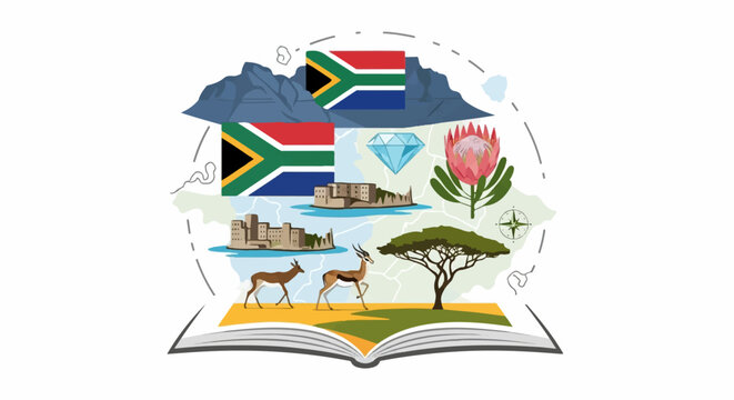 Open book showcases South African landmarks, nature, and culture