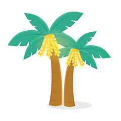 Date palm tree vector. dates tree. ramadan element. ramadan cartoon doodle