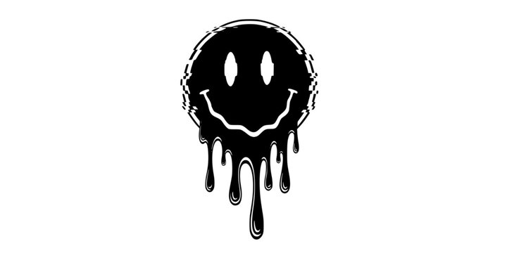 Melting Smiley Face Retro Y2K Silhouette