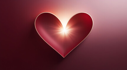 Radiant Red Heart Golden Outline Divine Light Burst