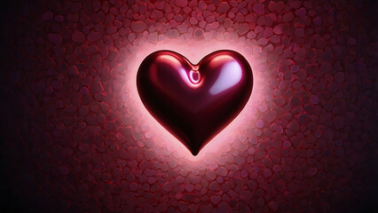 Metallic Core Heart Glowing in Crimson Texture