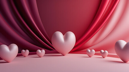 Elegant Valentine Podium Display of Glittering Hearts