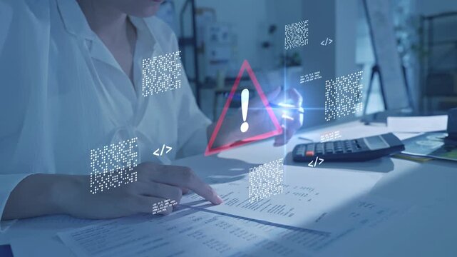 Scam alert Cyber security and Digital fraud warning System malfunction and virus alert Internet safety Caution and data protection. Hacking attack caution and critical server error notification.