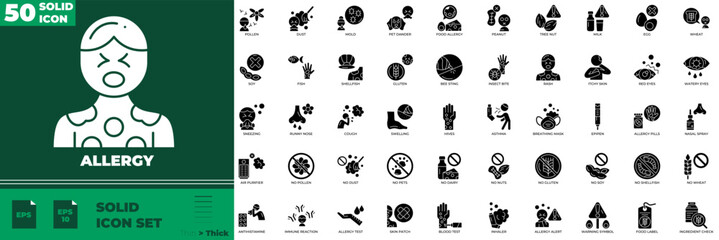 Allergy Solid Editable Icons set