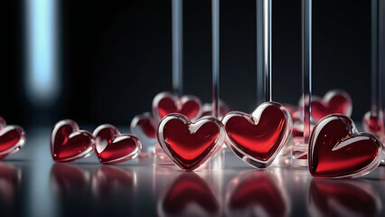 Dramatic Ruby Hearts in Abstract Love Display